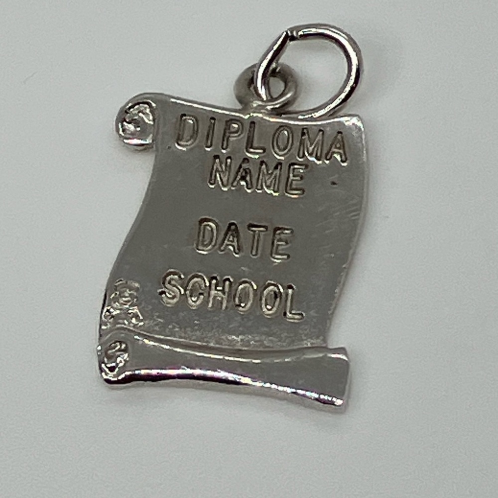 Vtg 925 Sterling Silver Diploma Grad Graduation Charm / Pendant
